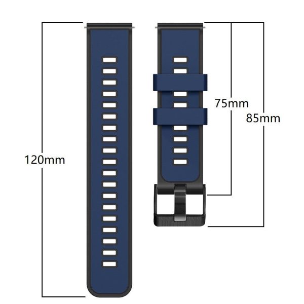 18mm Universal dual color silicone strap - Dark Blue   Black Sale