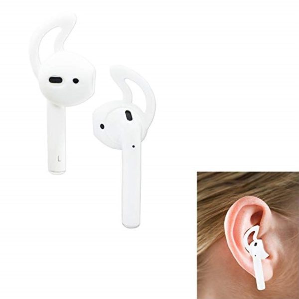 Apple Airpods 1 pair silicone ear hocks skin cover replacement - White For Sale