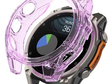 Garmin Fenix 8 47mm Flexible Case Drop-Proof Half Guard Watch Case Cover - Transparent Purple Online now