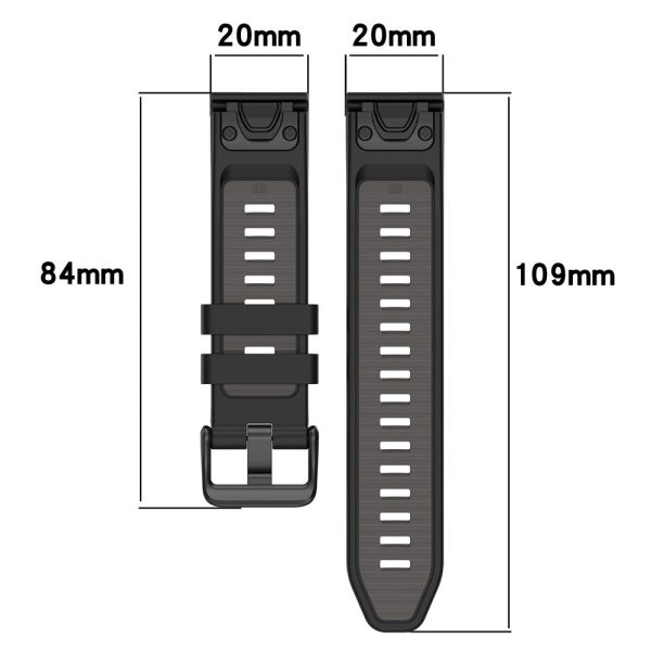 20mm Strap Garmin Fenix 8 43mm   Descent MK3   MK3i   epix Pro (Gen 2) 42mm Universal Silicone Watch Band - Black+Grey Online