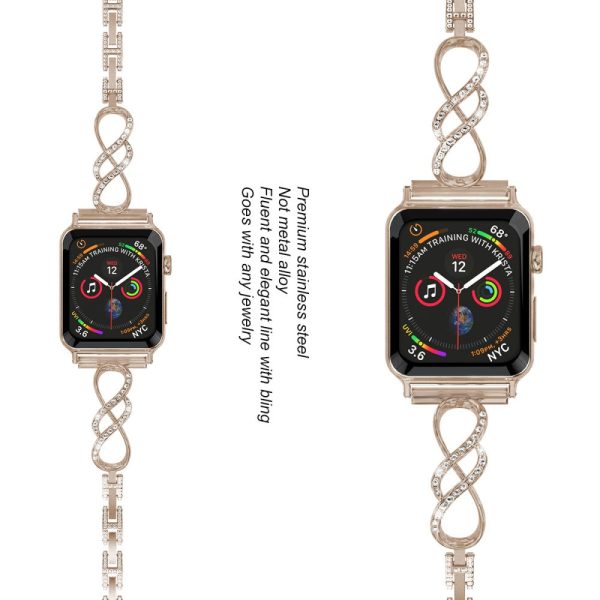 Apple Watch Series 8 (41mm) rhinestone décor wrist strap - Gold For Discount