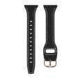 20mm Universal litchi texture genuine leather watch strap - Black on Sale