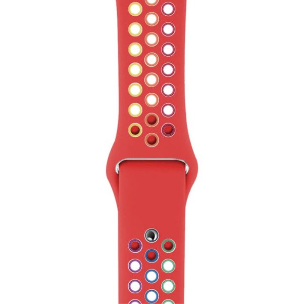 Apple Watch (45mm) dual color rainbow silicone watch strap - Red Hot on Sale