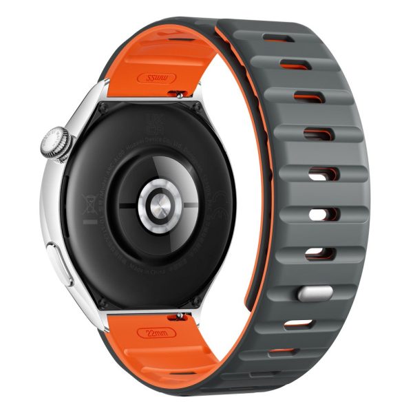 22mm Magnetic Strap Xiaomi Watch S4 Sport   Redmi Watch 5 Active Silicone Watch Band - Grey+Orange Online Sale