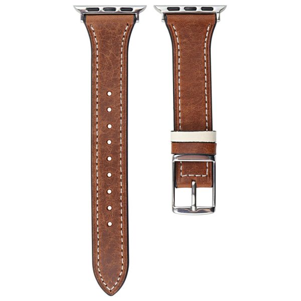 Apple Watch Series 41mm - 40mm - 38mm Genuine Leather Watch Band - Brown For Discount