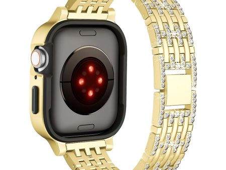 Apple Watch Series 6 5 4 SE (2023) SE (2022) SE 44mm Rhinestone Decor Metal Strap with Watch Case - Gold Online Hot Sale