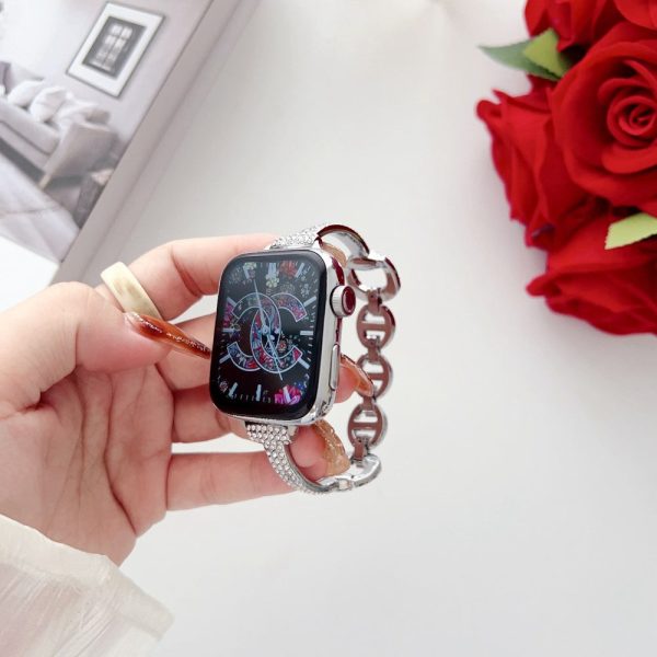 Apple Watch Series 41mm - 40mm - 38mm Universal Watch Band Rhinestone Decor Bracelet - Silver For Discount