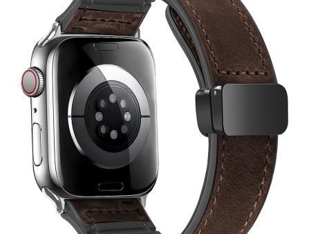 Apple Watch Series 49mm - 45mm - 44mm - 42mm Universal Genuine Cow Leather Band - Crazy Horse   Dark Brown Discount