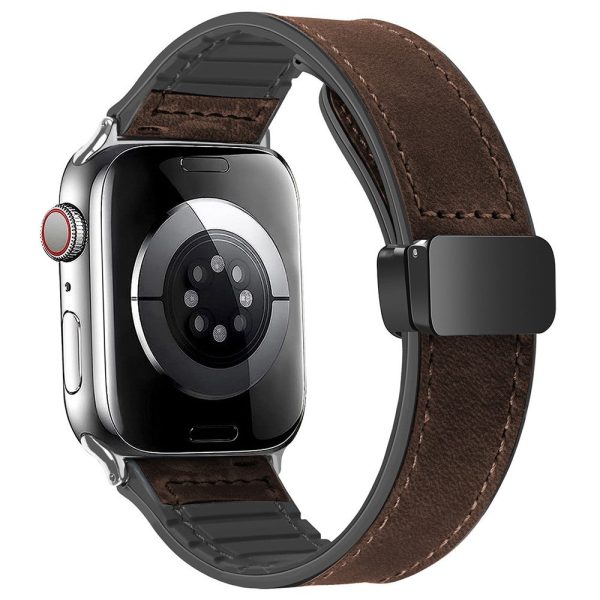 Apple Watch Series 49mm - 45mm - 44mm - 42mm Universal Genuine Cow Leather Band - Crazy Horse   Dark Brown Discount