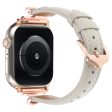 Apple Watch Series 49mm - 45mm - 44mm - 42mm Leather Watch Band - Rose Gold   Grey Discount