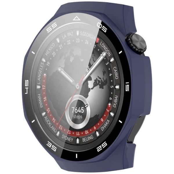 Huawei Watch GT 5 Pro 46mm Bump Resistant Cover Scale Design Watch Case Cover with Tempered Glass Screen Film - Midnight Blue Discount