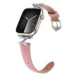 Apple Watch Series 41mm - 40mm - 38mm Watch Band Genuine Leather - Silver   Pink Hot on Sale