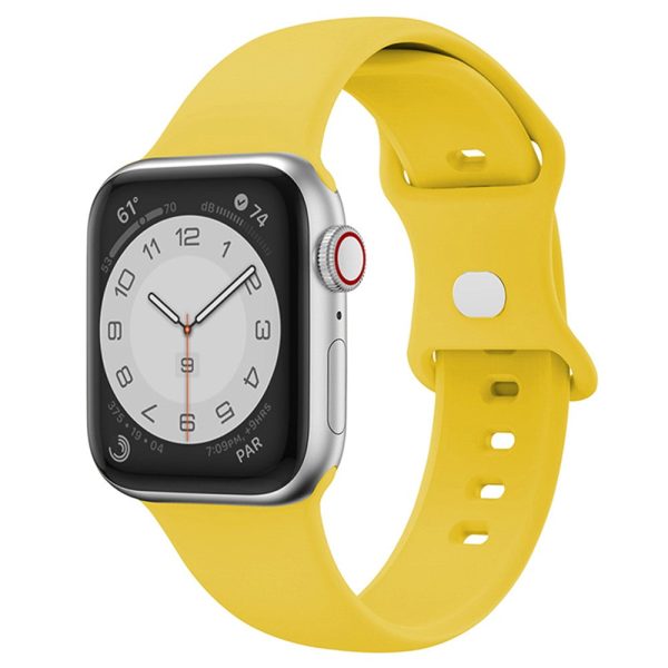 Apple Watch Series 41mm - 40mm - 38mm Watch Strap 8-Shaped Buckle Silicone Band - Deep Yellow For Sale