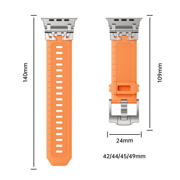 Apple Watch Series 49mm - 45mm - 44mm - 42mm Flexible Watch Band - Silver   Orange Hot on Sale