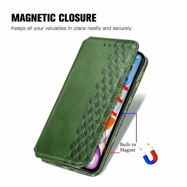 OnePlus 12 leather case with a stylish rhombus imprint - Green Supply