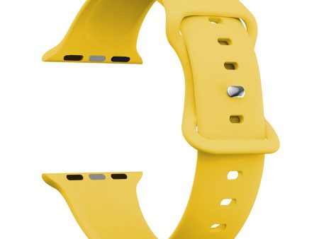 Apple Watch Series 41mm - 40mm - 38mm Watch Strap 8-Shaped Buckle Silicone Band - Deep Yellow For Sale