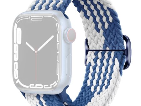 Apple Watch Series 8 (45mm)   Watch Ultra flexible weave style watch strap - Z-shape Blue   White Online Sale