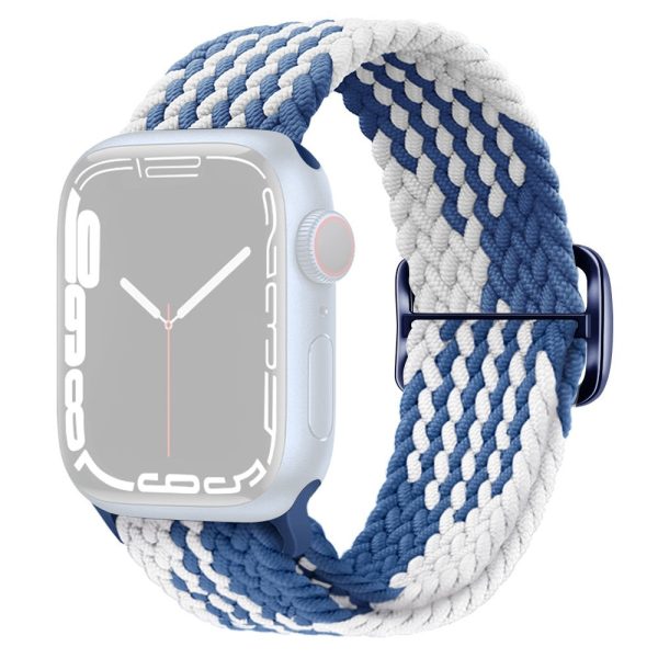 Apple Watch Series 8 (45mm)   Watch Ultra flexible weave style watch strap - Z-shape Blue   White Online Sale