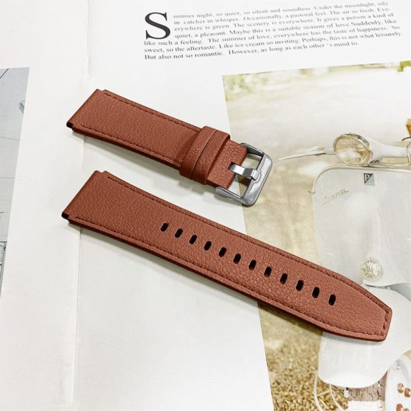 Amazfit GTR 47mm textured genuine leather watch strap - Coffee Fashion