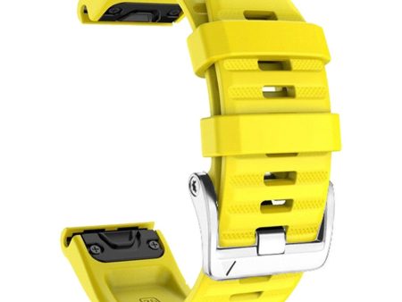 26mm silicone strap for Garmin watch with silver buckle - Yellow Online Hot Sale