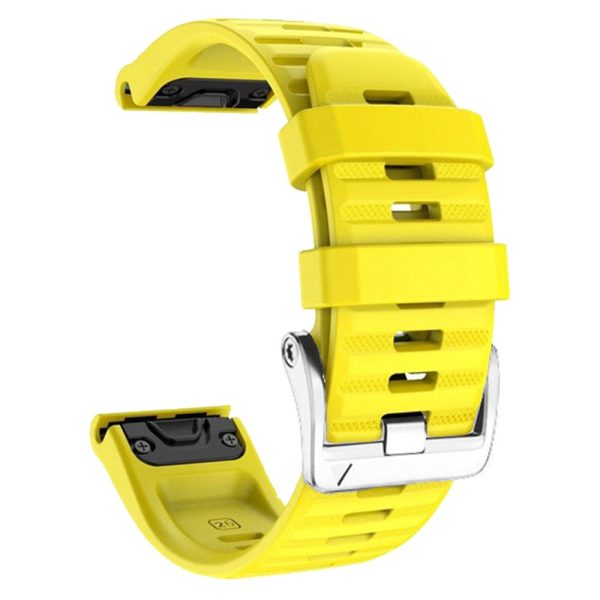 26mm silicone strap for Garmin watch with silver buckle - Yellow Online Hot Sale