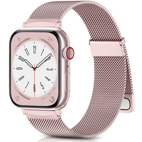 Apple Watch Series 49mm - 45mm - 44mm - 42mm Metal Strap Watchband - Rose Pink on Sale