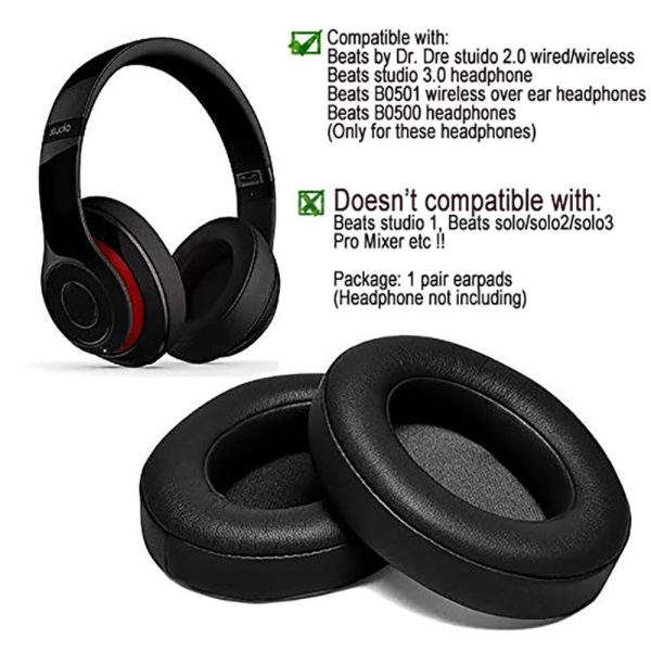 1 Pair Beats Studio 3.0   2.0 comfortable ear cushions - Black Supply