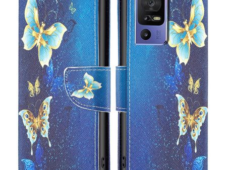 Wonderland TCL 40 SE flip case - Golden Butterflies Hot on Sale