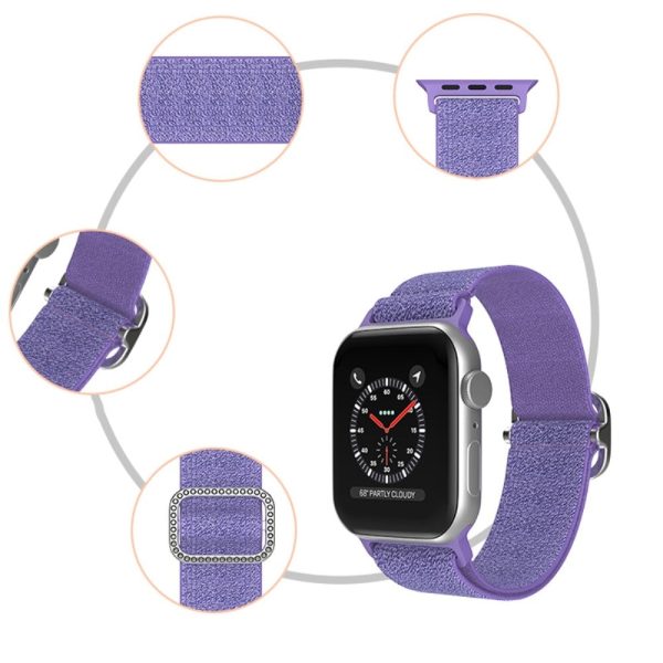 Apple Watch (41mm) stitching nylon watch strap with rhinestone buckle - Silver   White Hot on Sale