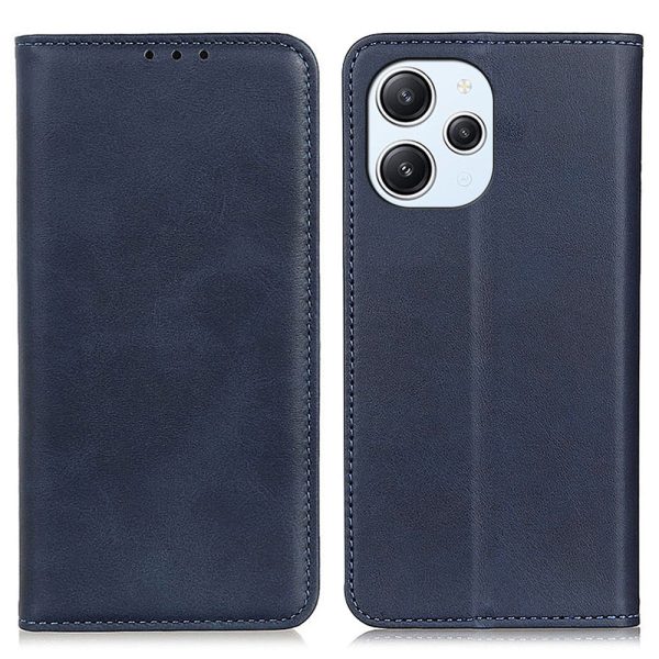 Wallet-style genuine leather flipcase for Xiaomi Redmi 12 - Blue Supply