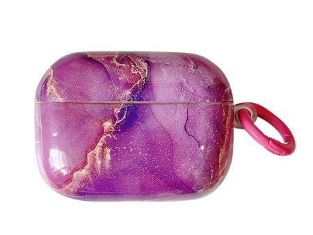 AirPods 3 marble pattern case with buckle - Magenta Marble Discount