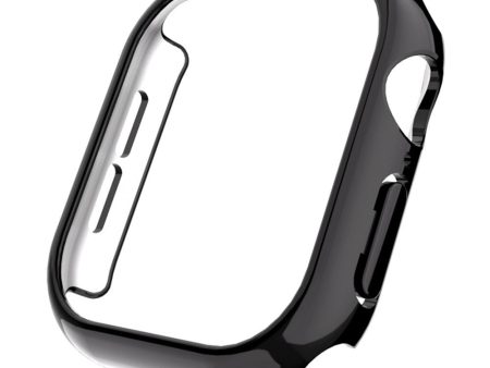 Apple Watch Series 10 46mm Case Electroplated Hollow Hard Bump Resistant Watch Protective Cover - Black For Sale