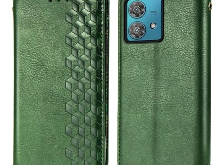 Motorola Edge 40 Neo leather case with a stylish rhombus imprint - Green Online now