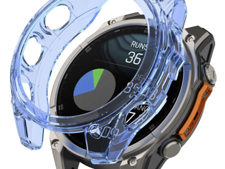 Garmin Fenix 8 47mm Flexible Case Drop-Proof Half Guard Watch Case Cover - Transparent Blue For Cheap