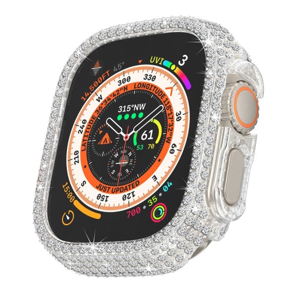 Apple Watch Ultra   Ultra 2 49mm Watch Case Rhinestone Decor Hard Bump resistant Protective Frame - Transparent on Sale