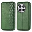 OnePlus 12 leather case with a stylish rhombus imprint - Green Supply