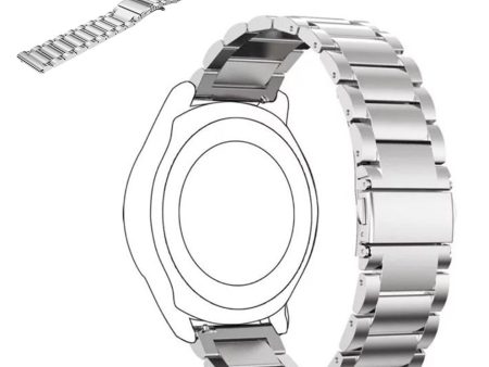 22mm Universal three bead stainless steel watch band - Silver For Cheap