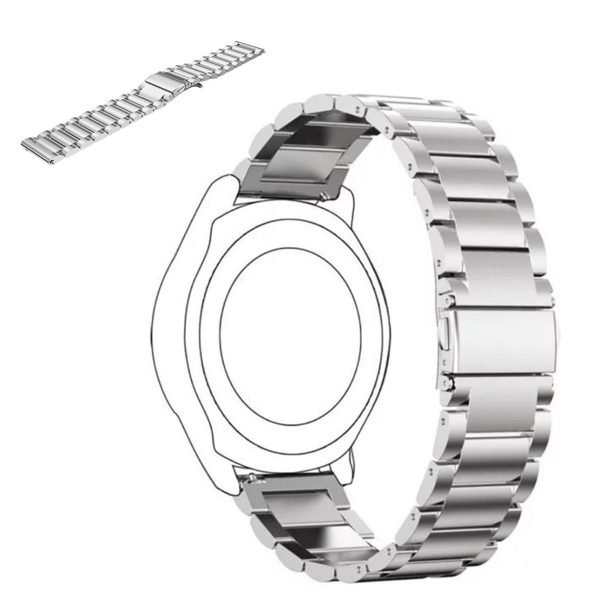 22mm Universal three bead stainless steel watch band - Silver For Cheap