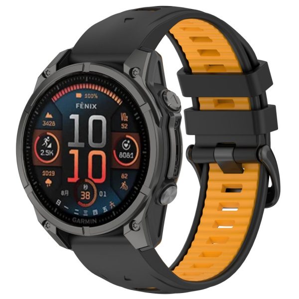 20mm Strap Garmin Fenix 8 43mm   Descent MK3   MK3i   epix Pro (Gen 2) 42mm Universal Silicone Watch Band - Black+Orange Supply