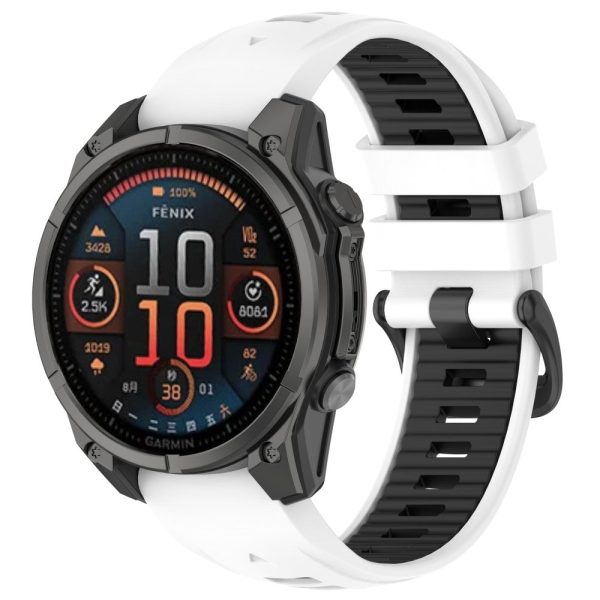 20mm Strap Garmin Fenix 8 43mm   Descent MK3   MK3i   epix Pro (Gen 2) 42mm Universal Silicone Watch Band - White+Black Online Sale