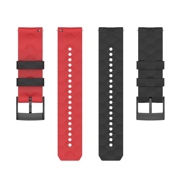 24mm silicone watch strap for Suunto - Black   Red Fashion