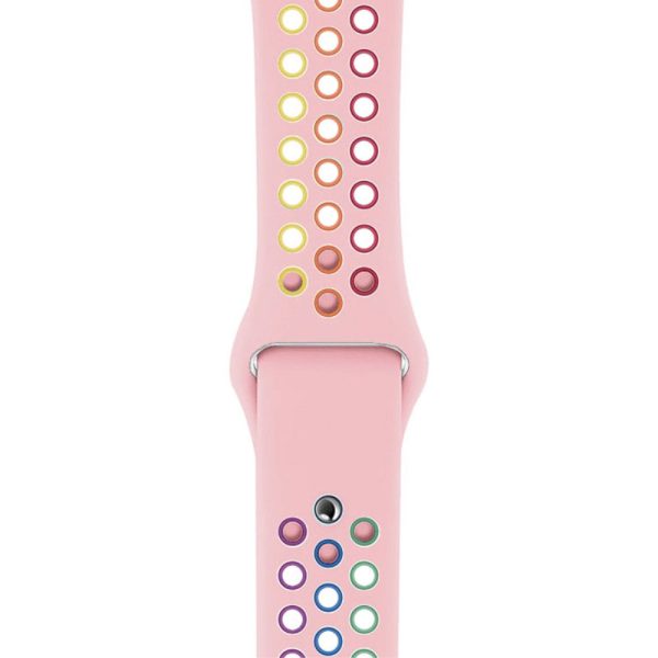 Apple Watch (45mm) dual color rainbow silicone watch strap - Light Pink Online Sale