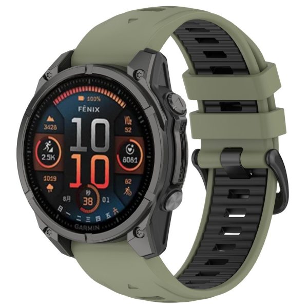 20mm Strap Garmin Fenix 8 43mm   Descent MK3   MK3i   epix Pro (Gen 2) 42mm Universal Silicone Watch Band - Army Green+Black Fashion