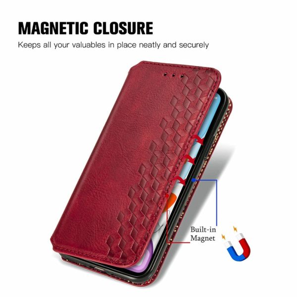 Motorola Edge 40 Neo leather case with a stylish rhombus imprint - Red Discount