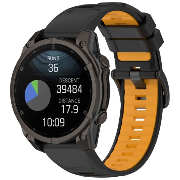 22mm Strap Garmin Fenix 8 47mm   Fenix E 47mm   Quatix 7 Pro Universal Silicone Watch Band - Black+Orange Online now