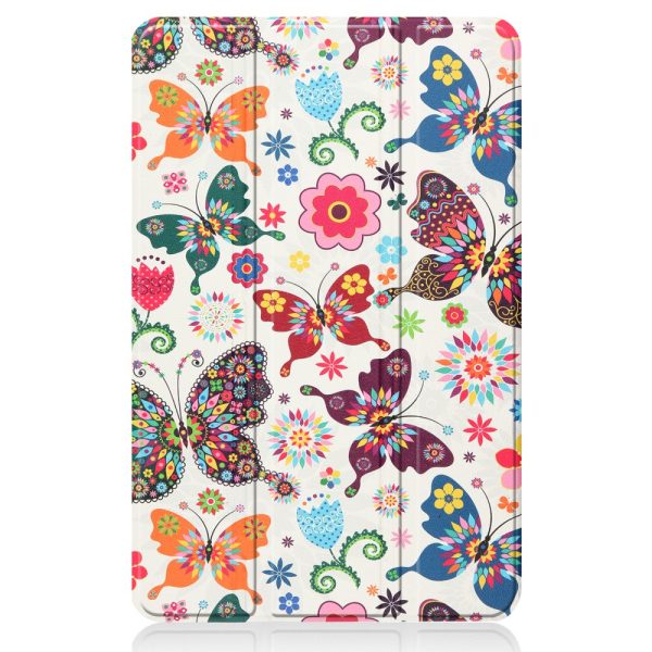 Pattern Printing Shockproof Hard Bump Resistant and Vegan Leather Tablet Cover with Tri-fold Stand Nokia T20 - Butterflies Online now