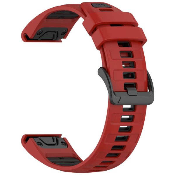 22mm Strap Garmin Fenix 8 47mm   Fenix E 47mm   Quatix 7 Pro Universal Silicone Watch Band - Red+Black For Sale