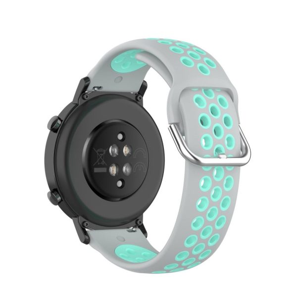 20mm Universal bi-color silicone watch strap - Grey   Cyan Online Hot Sale