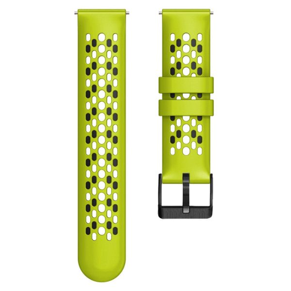 22mm Universal dual color five row hole style silicone watch strap - Lime   Black Online