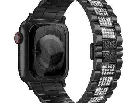 Apple Watch Series 8 (45mm)   Watch Ultra three bead rhinestone décor watch strap - Black Cheap